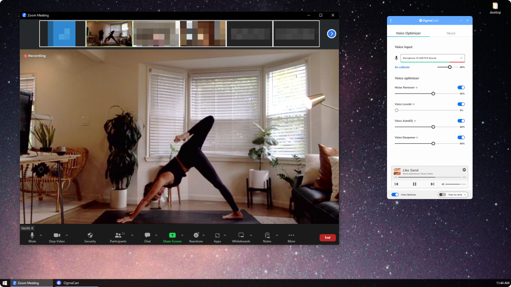 OgmaCast during a yoga class